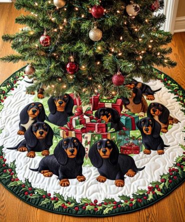 Sausage Dog Soul Holiday Tree Skirt – Personalized Dachshund Christmas Skirt, Handmade Festive Pet Decor, Custom Sizes
