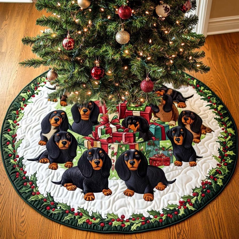 Sausage Dog Soul Holiday Tree Skirt – Personalized Dachshund Christmas Skirt, Handmade Festive Pet Decor, Custom Sizes