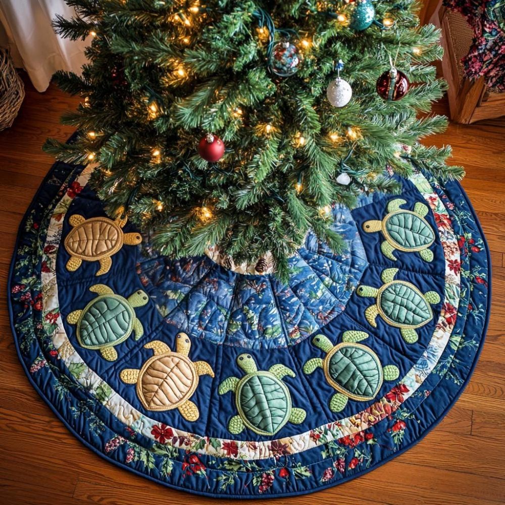 Sea Breeze Gathering Holiday Tree Skirt - Handmade Ocean-Themed Christmas Skirt, Custom Fit & Quick Shipping