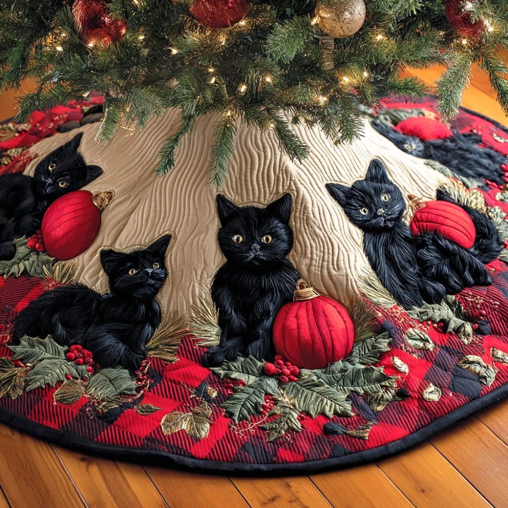 Shadow Garden Holiday Tree Skirt - Botanical Dark Floral Christmas Skirt, Custom Seasonal Décor With Elegant Petal Motifs