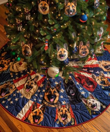 Shepherd Braver Holiday Tree Skirt - Durable Custom Pet Christmas Skirt With Bold Canine Art, Personalized Holiday Centerpiece