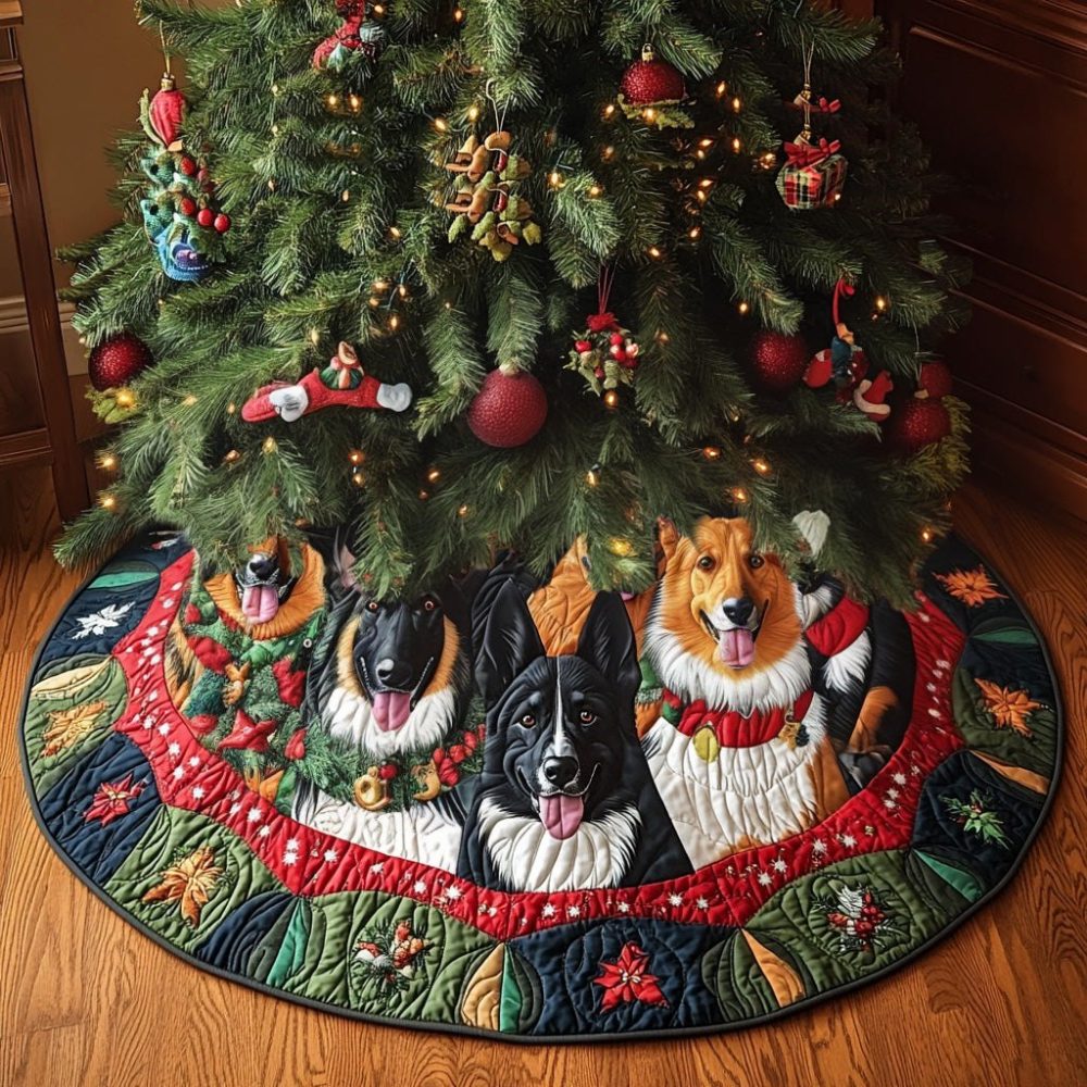 Christmas Eve Shepherd Tree Skirt - Custom Holiday Mat With Warm Festive Design, Personalized Dog Owner Décor