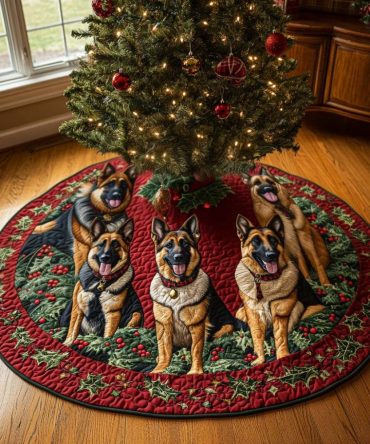 Shepherd Gift Holiday Tree Skirt - Personalized Pet Christmas Skirt, Custom Dog Lover Décor, Premium Fabric Finish