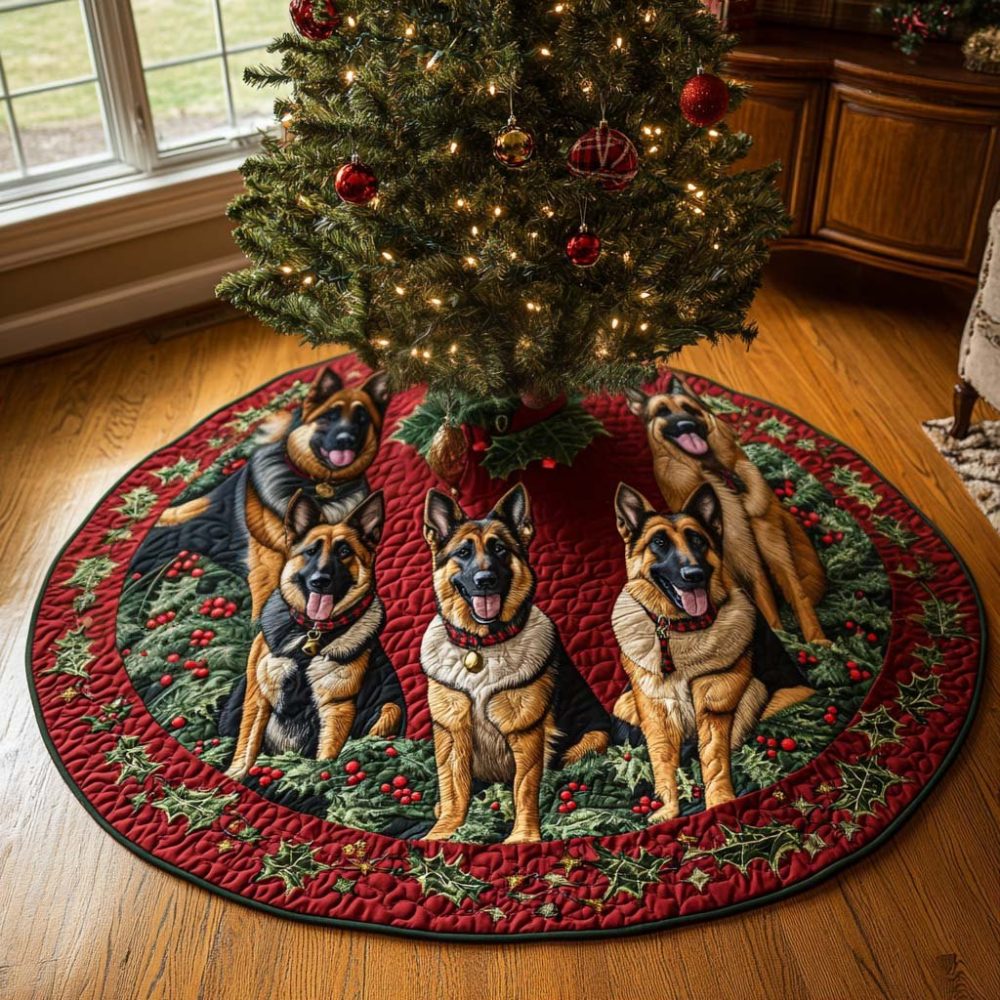 Shepherd Gift Holiday Tree Skirt - Personalized Pet Christmas Skirt, Custom Dog Lover Décor, Premium Fabric Finish