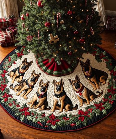 Custom 'Spirit' Shepherd Dog Tree Skirt — Handcrafted Holiday Base For Trees, Made-To-Order Shepherd Lover Gift