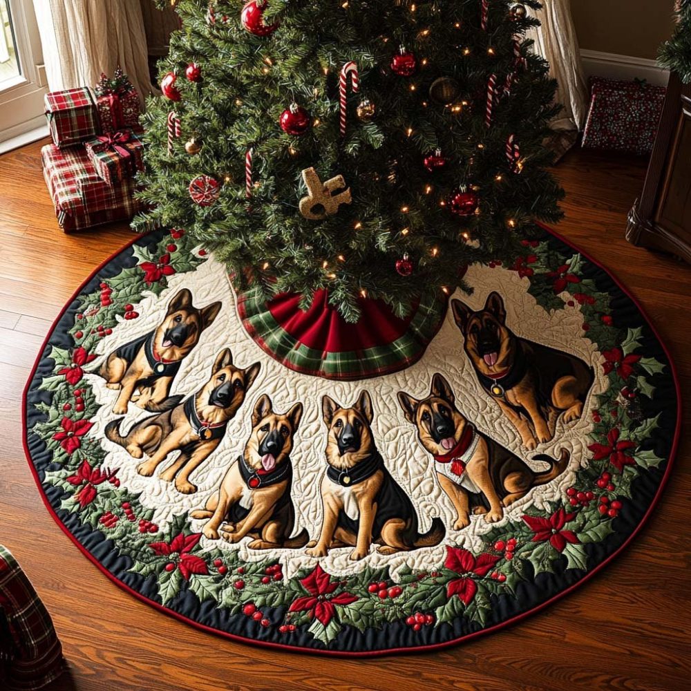 Custom 'Spirit' Shepherd Dog Tree Skirt — Handcrafted Holiday Base For Trees, Made-To-Order Shepherd Lover Gift