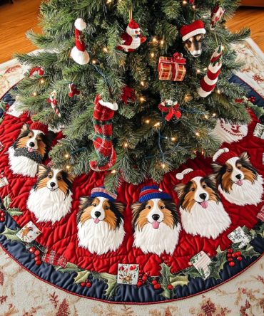 Custom 'Dream' Shetland Sheepdog Tree Skirt — Handcrafted Holiday Decor For Dog Lovers, Made-To-Order Seasonal Accent