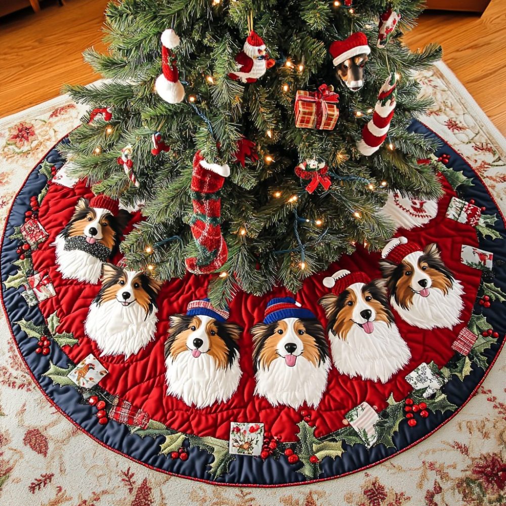 Custom 'Dream' Shetland Sheepdog Tree Skirt — Handcrafted Holiday Decor For Dog Lovers, Made-To-Order Seasonal Accent