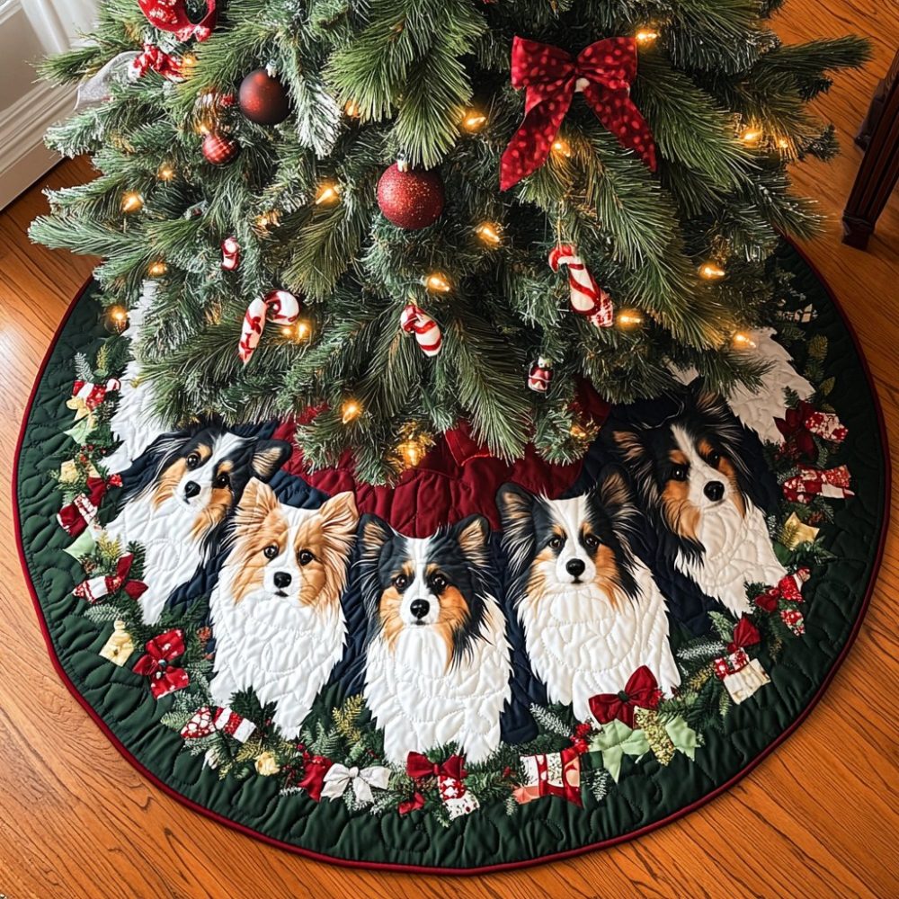Premium 'Magic' Shetland Sheepdog Christmas Tree Skirt — Custom Handcrafted Plush Mat, Perfect Dog Lover Holiday Gift