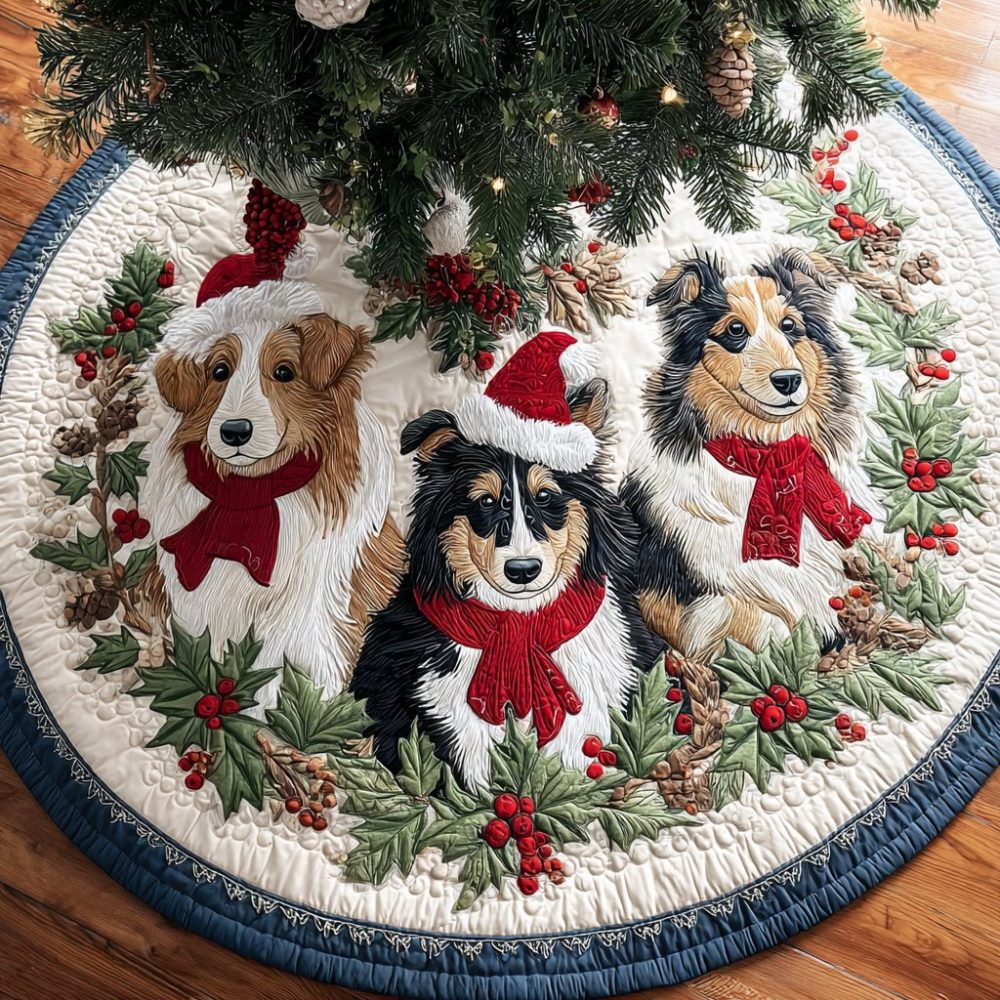 Custom 'Spirit' Shetland Sheepdog Christmas Tree Skirt — Handcrafted Plush Holiday Decor, Made-To-Order Dog Lover Gift