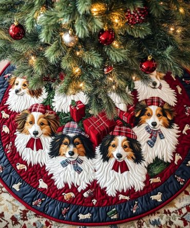 Personalized Shetland Sheepdogs Wonder Holiday Tree Skirt — Handmade Christmas Tree Skirt For Sheltie Lovers — Free Personalization & Fast Shipping