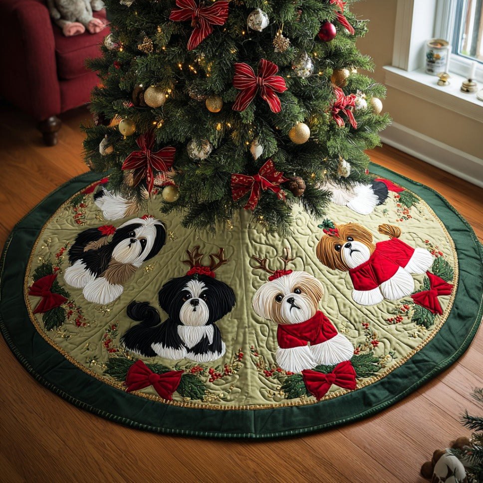 Personalized Shih Tzu 'Magic' Holiday Tree Skirt — Handmade Christmas Tree Skirt For Dog Lovers — Free Personalization & Fast Shipping