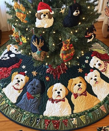 Shih Tzu Reindeer Fun Custom Tree Skirt — Playful Reindeer-Themed Shih Tzu Design, Made-To-Order Holiday Skirt For Dog Lovers