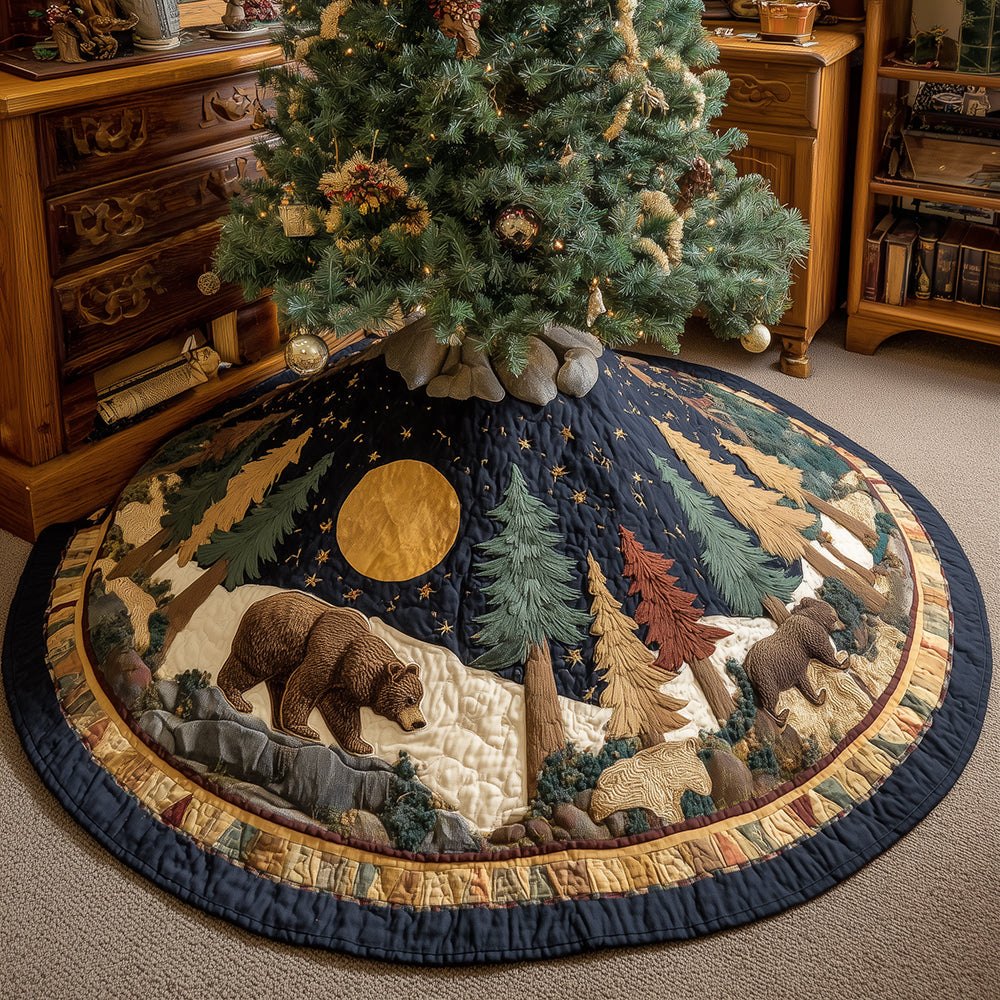 Silent Forest Night Custom Holiday Tree Skirt — Rustic Luxe Wool Blend Skirt For Christmas Trees, Handcrafted & Ready To Gift