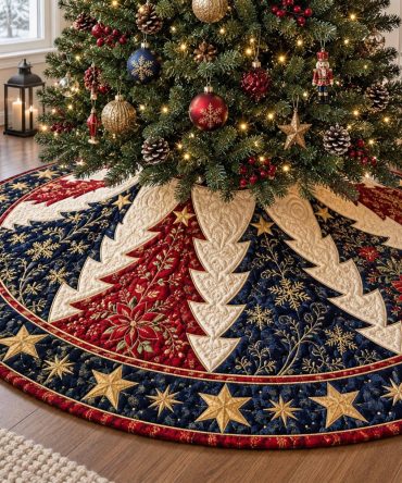 Silent Spruce Premium Christmas Tree Skirt - Custom Holiday Skirt With Lush Spruce Print, Heavy-Duty Hem & Easy Care