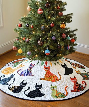 Handcrafted Silent Stalkers Holiday Tree Skirt - Custom Wildlife Silhouette Christmas Tree Skirt, Stealthy Design, Premium Felt, Made-To-Order