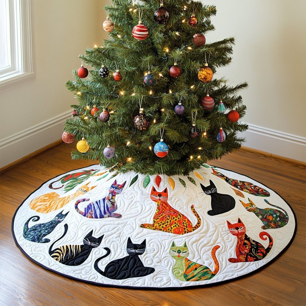 Handcrafted Silent Stalkers Holiday Tree Skirt - Custom Wildlife Silhouette Christmas Tree Skirt, Stealthy Design, Premium Felt, Made-To-Order