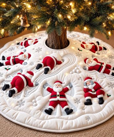 Sleepy Santa Holiday Tree Skirt - Charming Handcrafted Christmas Mat With Snuggly Texture, Tailored Sizes, Gift-Ready Packaging