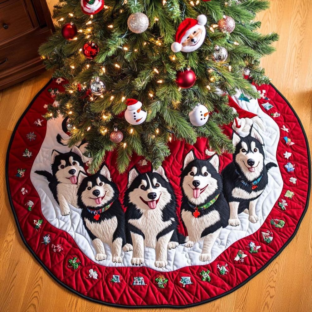 Sleigh Bells Bark Festive Tree Skirt - Made-To-Order Christmas Skirt With Playful Dogs & Sleigh Bells, Perfect Pet-Friendly Holiday Décor