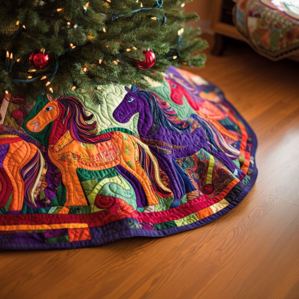 Classic Sleigh Ride Christmas Tree Skirt - Made-To-Order Elegant Holiday Skirt With Sleigh Scene, Timeless Seasonal Decor