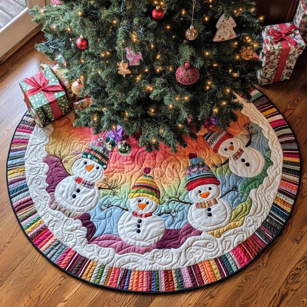 Snow Day Fun Kids Tree Skirt - Made-To-Order Playful Christmas Tree Skirt With Snow Activities Design, Family-Friendly Holiday Decor