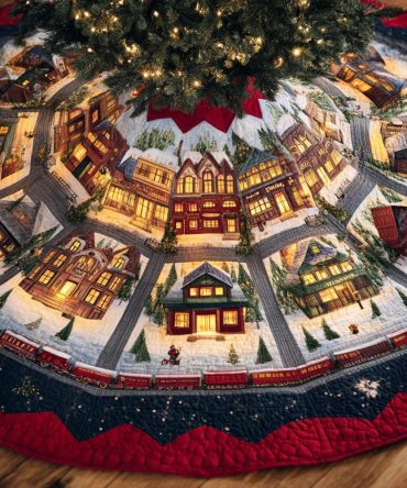 Snowflake Horizon Luxury Tree Skirt — Modern Winter Design, Premium Fabric, Custom Dimensions For Stylish Holiday Displays