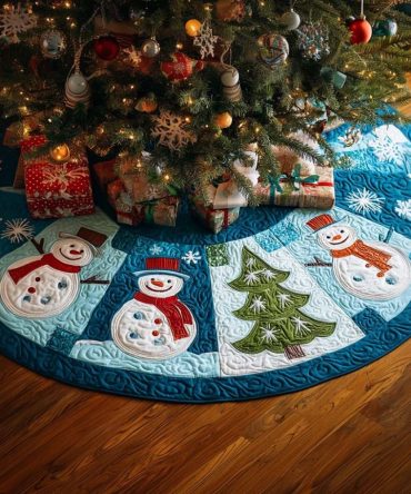 Snowflake Man Signature Tree Skirt — Handcrafted Winter Character Design, Soft Materials & Custom Sizing For Festive Charm