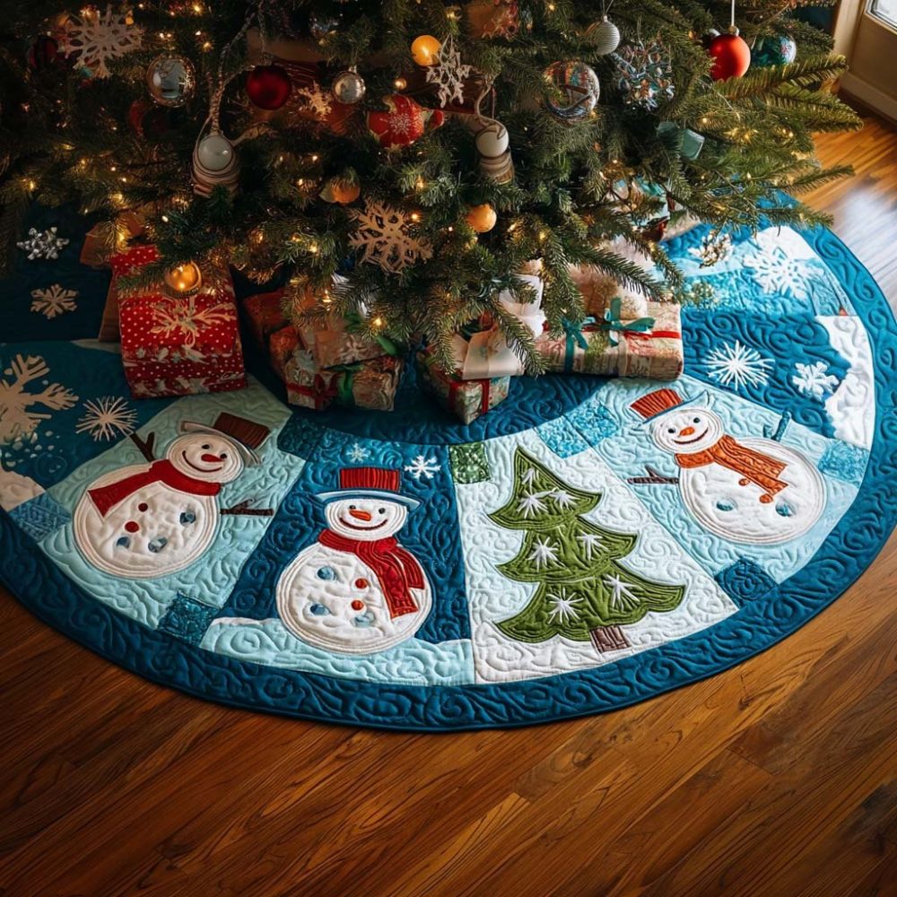 Snowflake Man Signature Tree Skirt — Handcrafted Winter Character Design, Soft Materials & Custom Sizing For Festive Charm