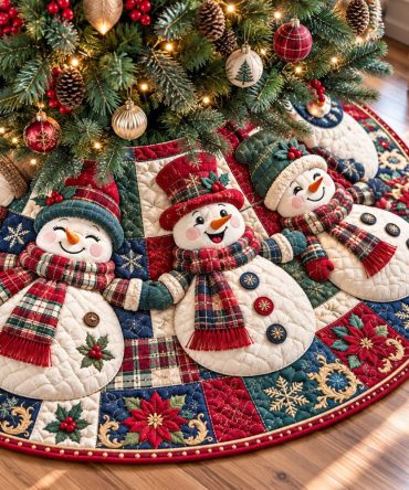 Snowflake Symphony Christmas Tree Skirt - Custom-Made Winter Holiday Decor With Sparkling Snowflakes & Plush Velvet Finish