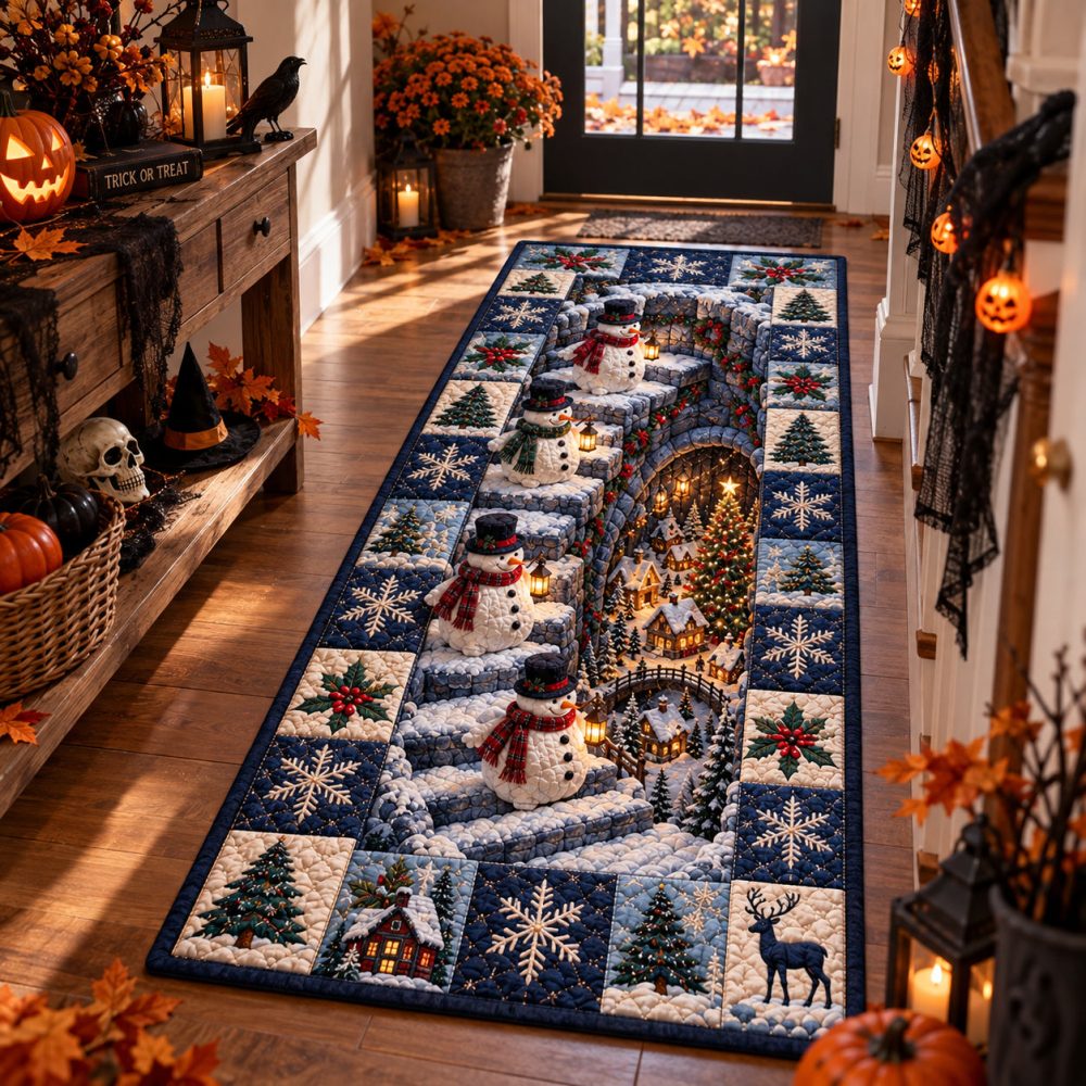 Snowmen Pathway Runner Rug — Playful Winter Hallway Carpet, Non-Slip Festive Runner, Soft Durable Material For Entryway & Kids' Areas