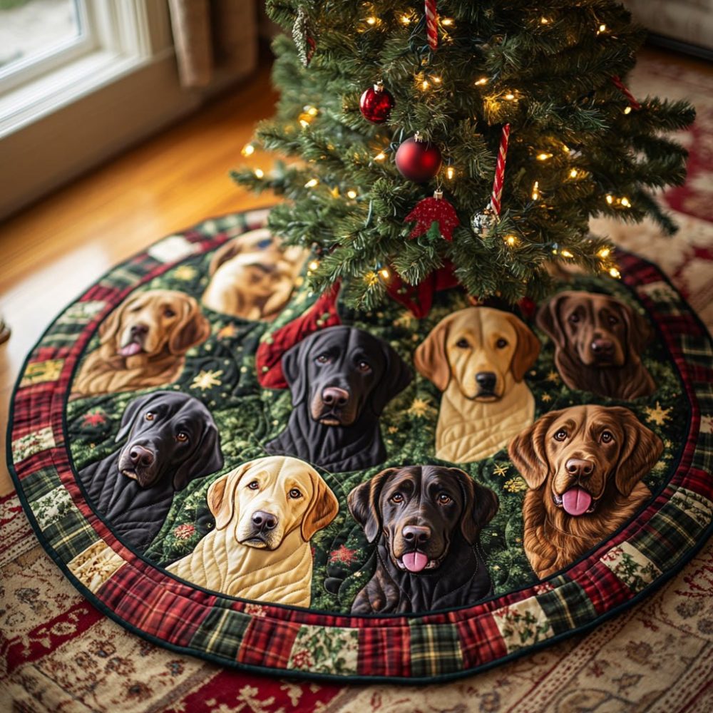 Snowy Companion Quilted Christmas Tree Skirt — Cozy Holiday Base Cover With Friendly Winter Motif, Plush & Custom Fit