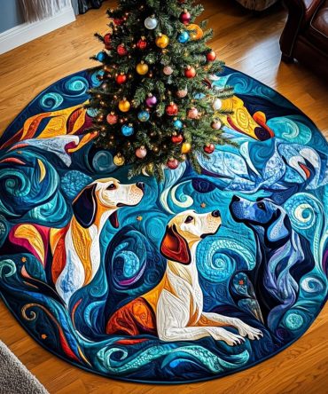 Great Dane Snowy Paws Holiday Tree Skirt — Custom Breed Christmas Tree Skirt, Handmade Winter Dog Decor, Made To Order