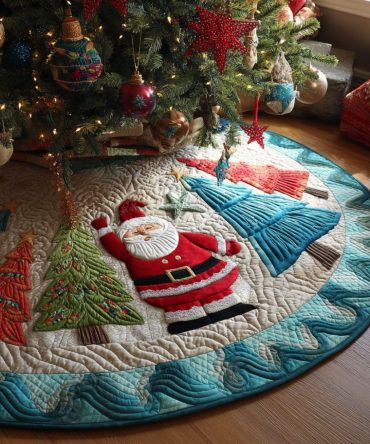 Snowy Woodland Glow Tree Skirt — Custom Illuminated Look, Plush Fleece Holiday Skirt, Handcrafted Cozy Winter Décor