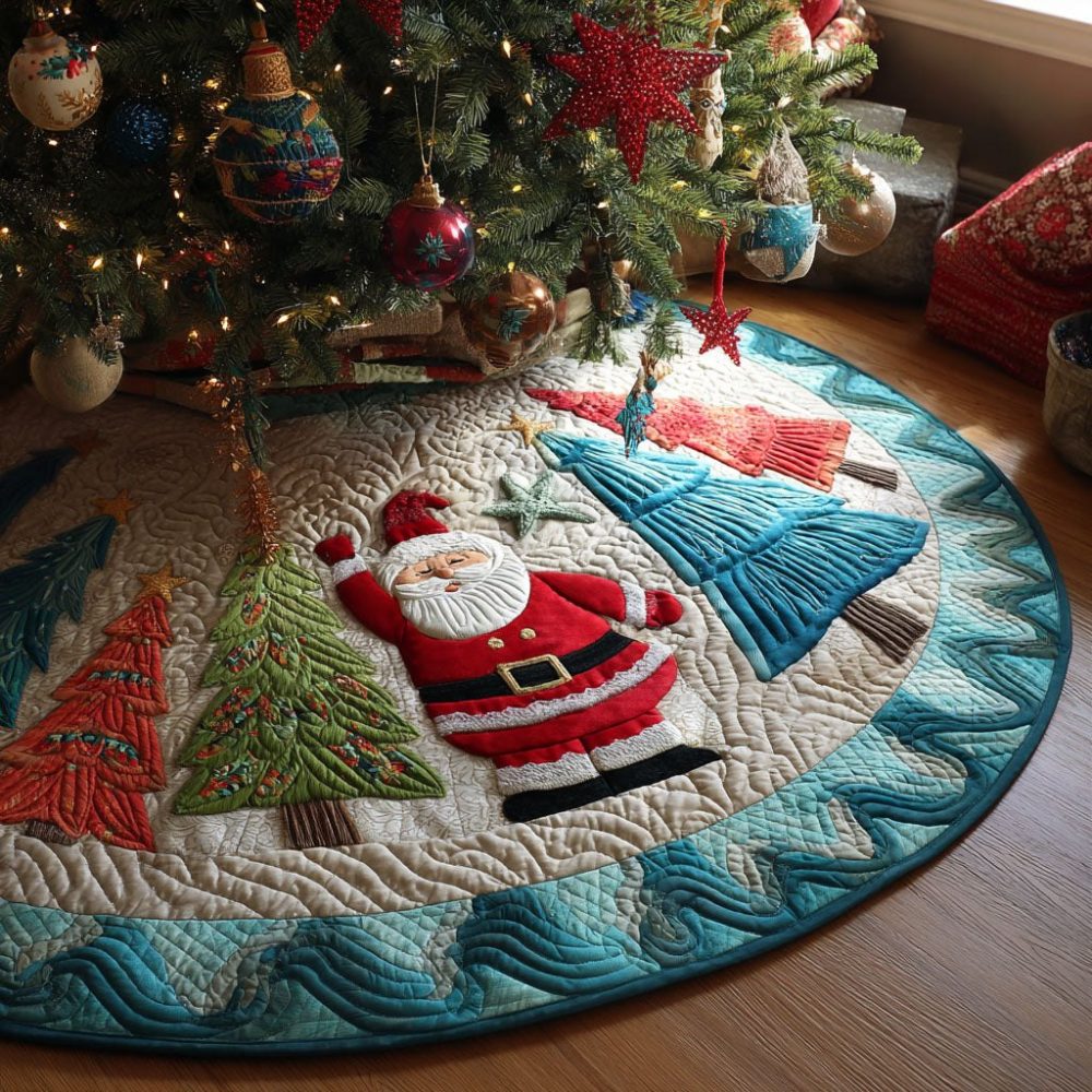 Snowy Woodland Glow Tree Skirt — Custom Illuminated Look, Plush Fleece Holiday Skirt, Handcrafted Cozy Winter Décor