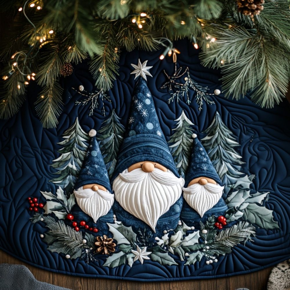 Snowy Cheer Holiday Tree Skirt — Handmade Festive Christmas Tree Collar, Custom Felt Decor For Cozy Seasonal Homes