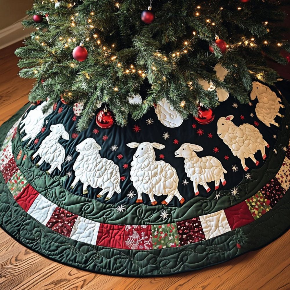 Soft Fleece Fields Tree Skirt — Custom Luxury Fleece Christmas Skirt, Handmade, Plush Floor Protector, Cozy Holiday Decor
