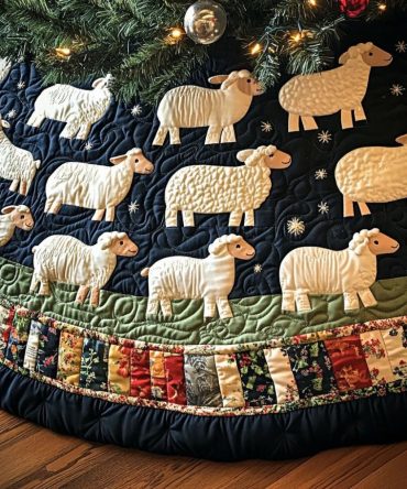 Soft Hooves Festive Tree Skirt — Handmade Cozy Fleece Christmas Skirt, Custom Sizes, Pet-Friendly Holiday Floor Mat