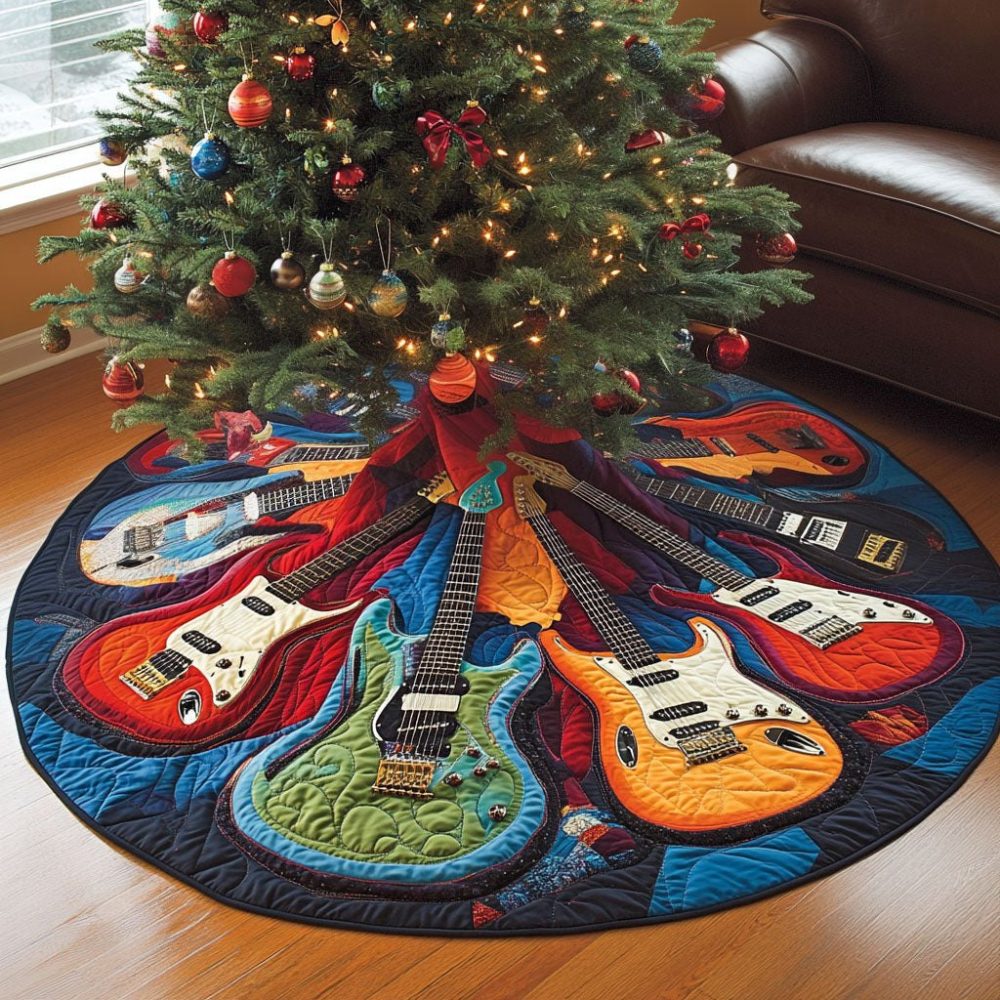 Sonic Blast Christmas Tree Skirt — Custom Plush Holiday Tree Skirt, Handmade Fleece, Personalized Sizes, Modern Festive Decor
