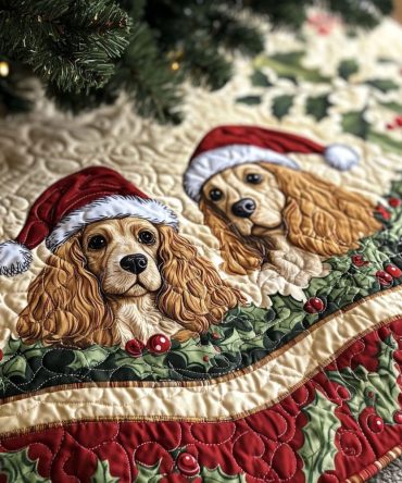 Spaniel Affection Personalized Tree Skirt - Custom Spaniel Christmas Skirt, Soft Plush Fabric, Made-To-Order Pet Décor