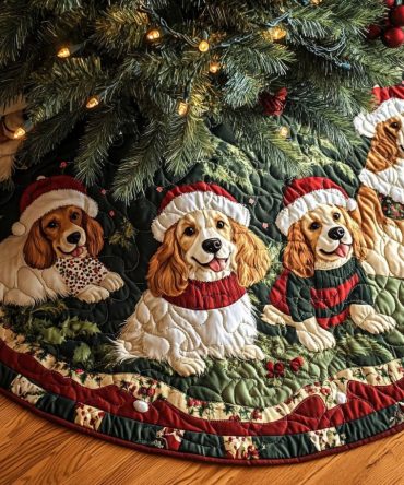 Spaniel Blessings Custom Tree Skirt - Personalized Spaniel Christmas Skirt, Handcrafted Holiday Decor, Gift-Ready Packaging