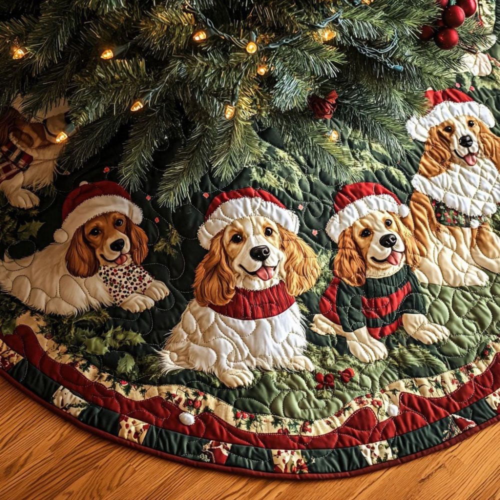 Spaniel Blessings Custom Tree Skirt - Personalized Spaniel Christmas Skirt, Handcrafted Holiday Decor, Gift-Ready Packaging