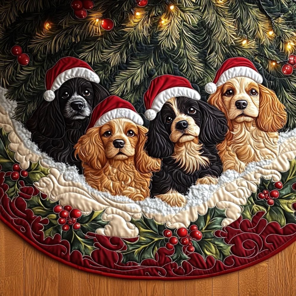 Spaniel Comfort Custom Holiday Tree Skirt - Personalized Spaniel Christmas Tree Skirt, Cozy & Durable, Made-To-Order