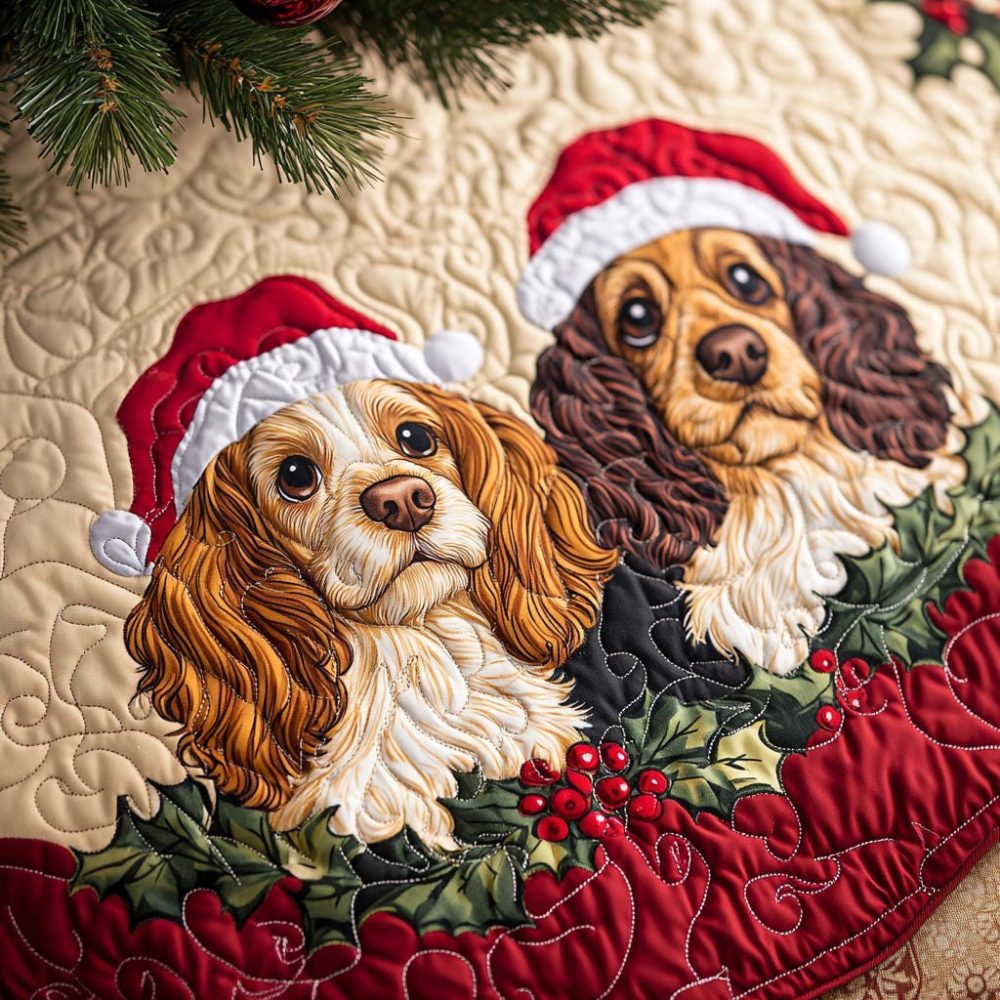 Spaniel Companion Custom Tree Skirt - Personalized Spaniel Christmas Tree Skirt, Durable & Handcrafted Holiday Décor