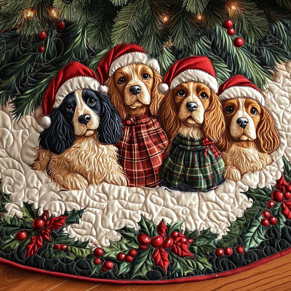 Spaniel Dreams Come True Custom Tree Skirt - Personalized Spaniel Christmas Skirt, Handcrafted, Ideal Pet-Lover Gift