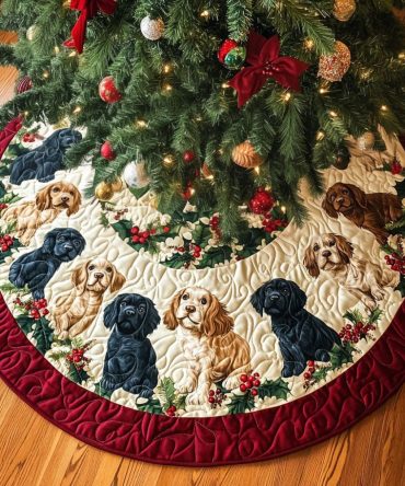 Spaniel Haven Holiday Tree Skirt - Custom Made Spaniel Christmas Skirt, Cozy Fabric, Personalization Available