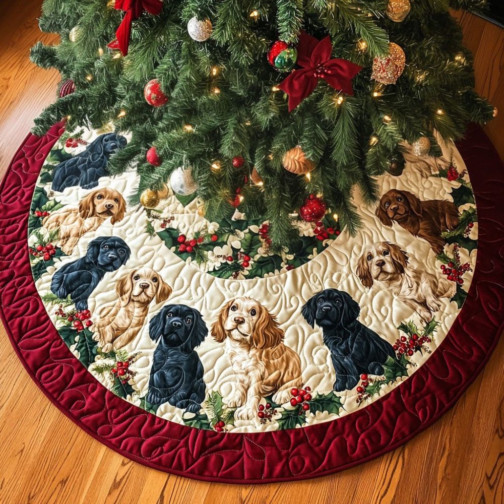 Spaniel Haven Holiday Tree Skirt - Custom Made Spaniel Christmas Skirt, Cozy Fabric, Personalization Available
