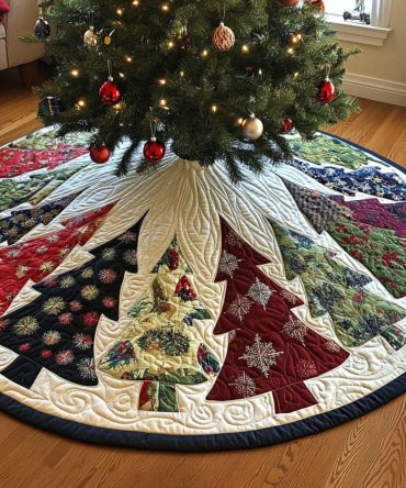 Sparkling Pine Joy Holiday Tree Skirt — Glitter Pinecone & Evergreen Design, Custom Sizes With Shimmering Festive Accents