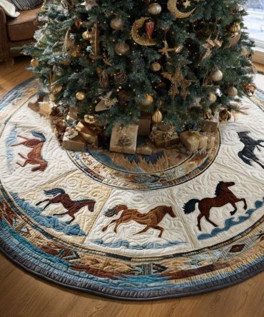 Spirit Of The Canyon Artisanal Tree Skirt — Desert-Inspired Holiday Base Cover With Western Motifs, Custom Colors & Sizes