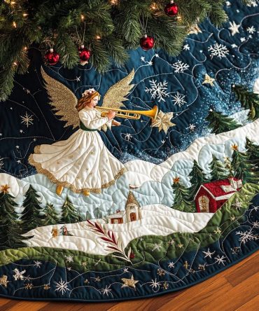 Starry Proclamation Premium Christmas Tree Skirt — Handmade Celebratory Star Motif Holiday Base Cover, Custom Luxury Accent