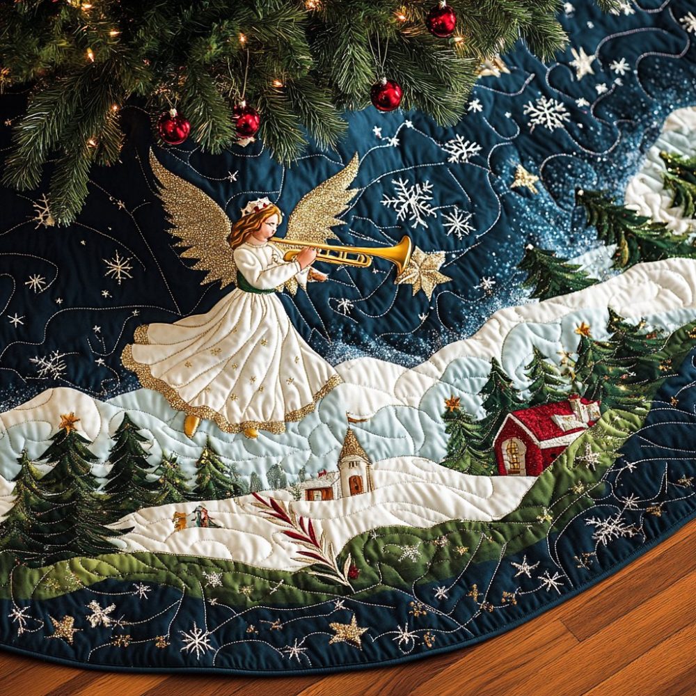 Starry Proclamation Premium Christmas Tree Skirt — Handmade Celebratory Star Motif Holiday Base Cover, Custom Luxury Accent